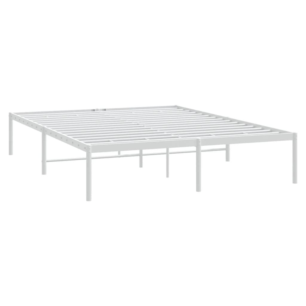 Cadre de lit métal sans matelas blanc 160x200 cm