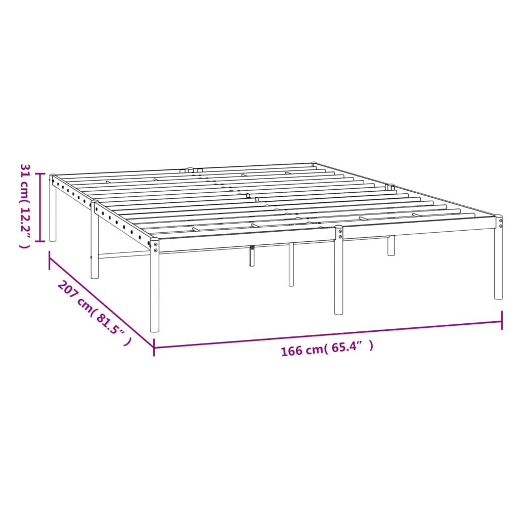 Cadre de lit métal sans matelas blanc 160x200 cm