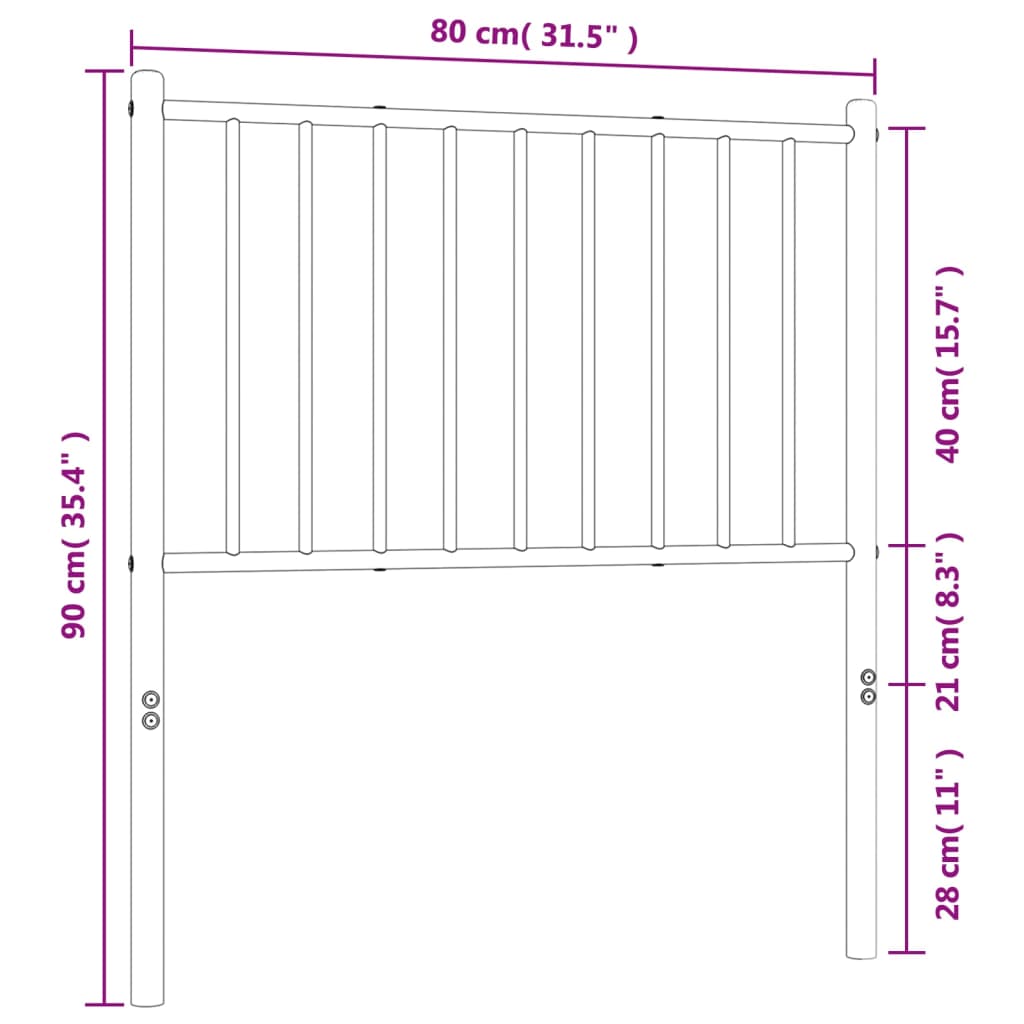 Tête de lit métal blanc 75 cm