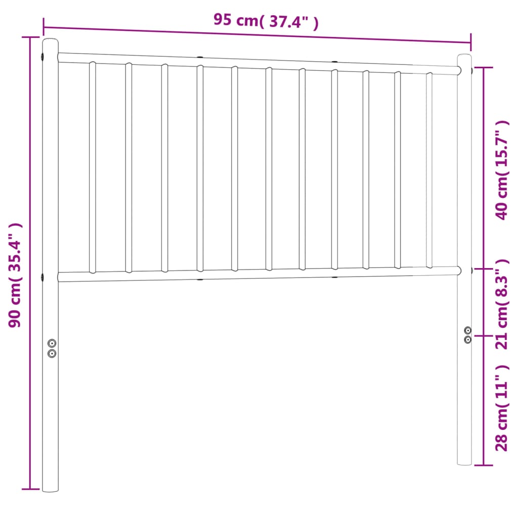 Tête de lit métal blanc 90 cm