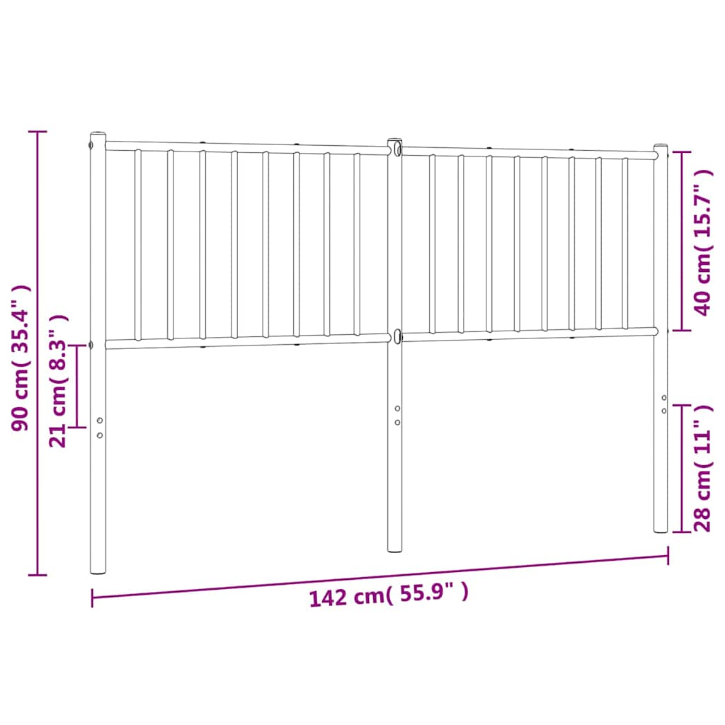 Tête de lit métal blanc 135 cm