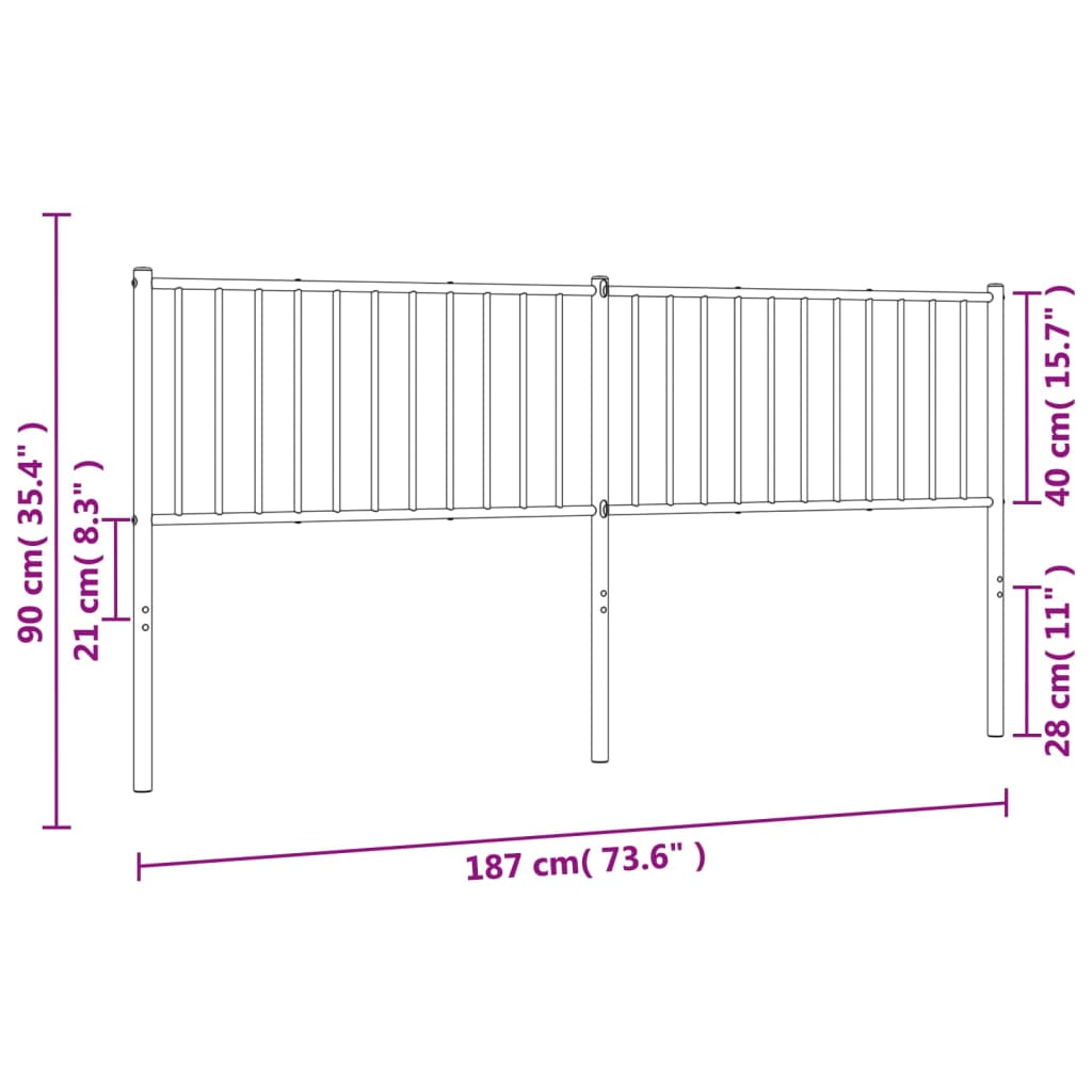 Tête de lit métal blanc 180 cm