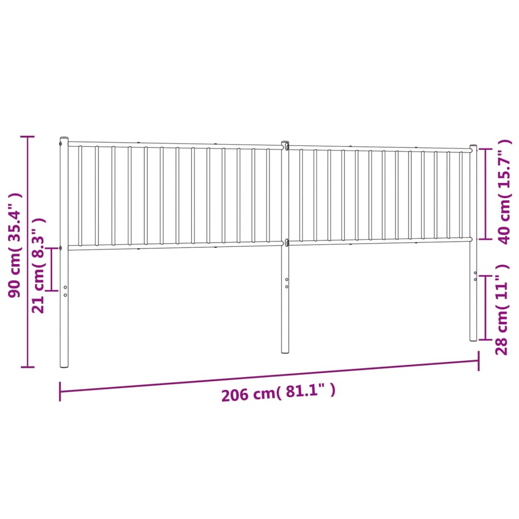 Tête de lit métal blanc 200 cm