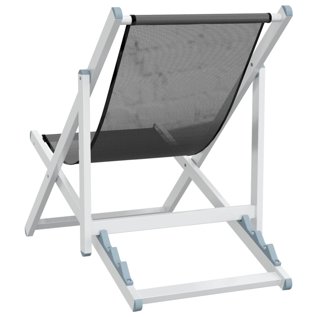 Chaises de plage pliantes lot de 2 gris aluminium et textilène