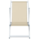 Chaises de plage pliantes lot de 2 crème aluminium et textilène