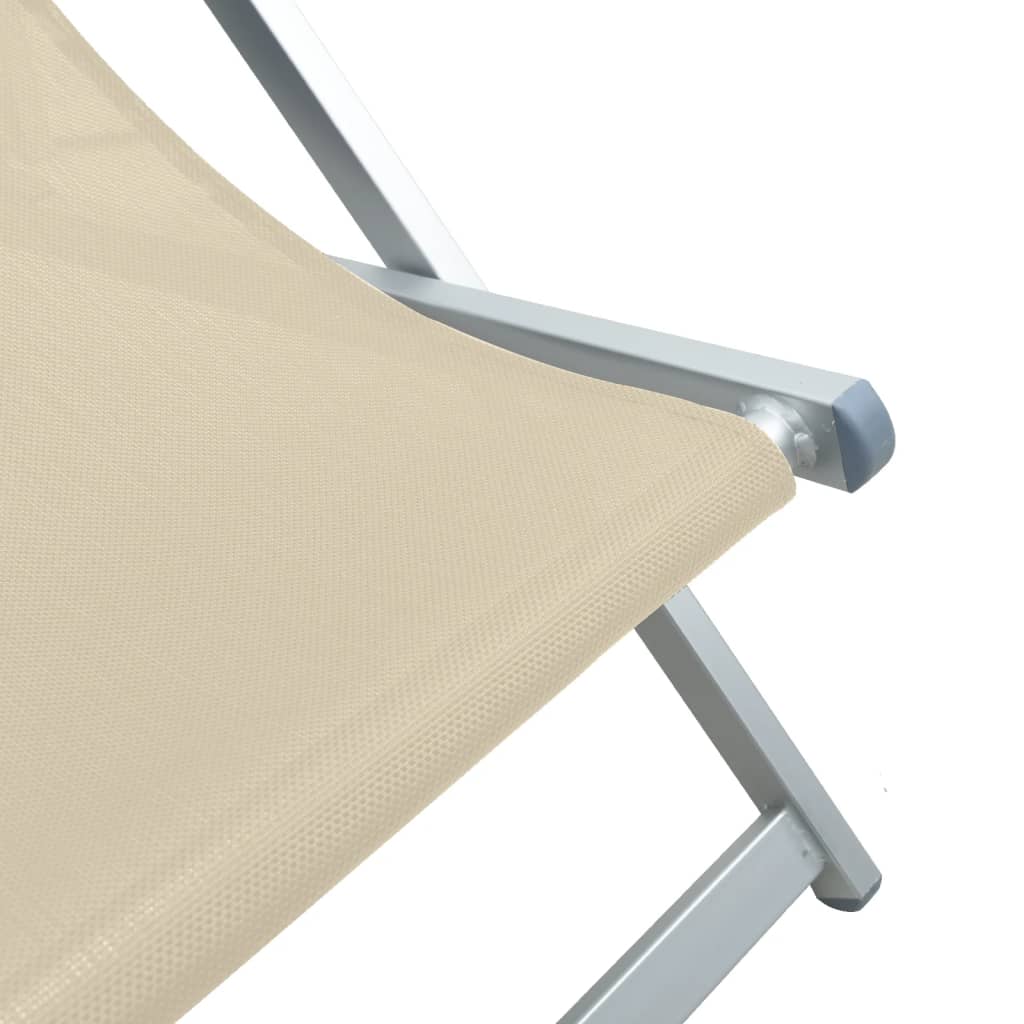 Chaises de plage pliantes lot de 2 crème aluminium et textilène