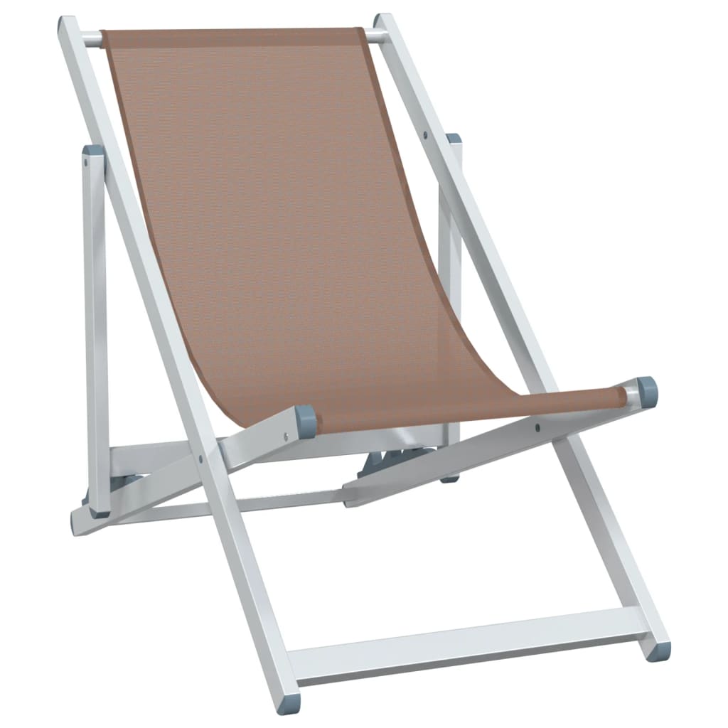 Chaises de plage pliantes lot de 2 marron aluminium textilène