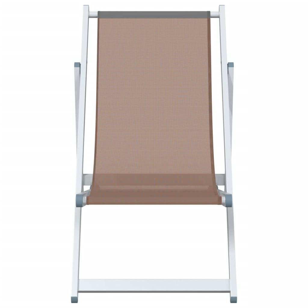 Chaises de plage pliantes lot de 2 marron aluminium textilène