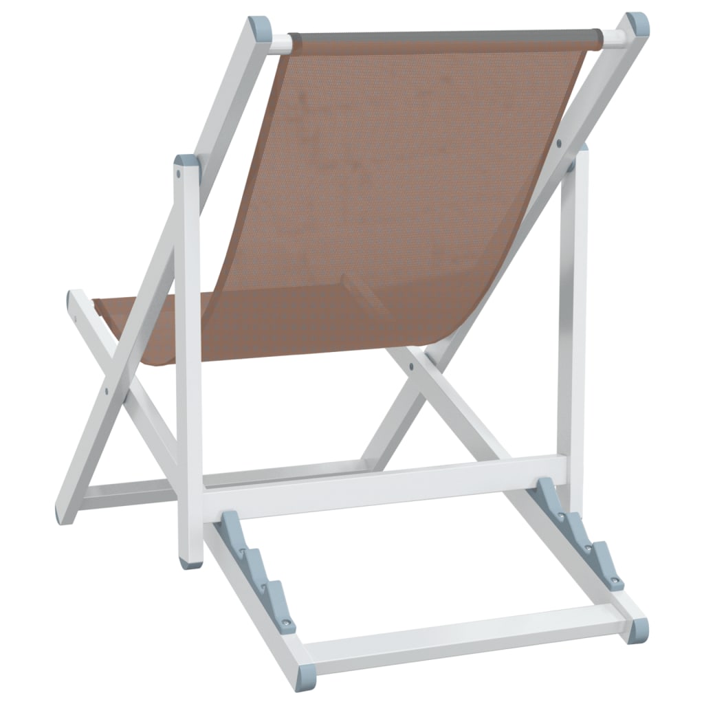 Chaises de plage pliantes lot de 2 marron aluminium textilène