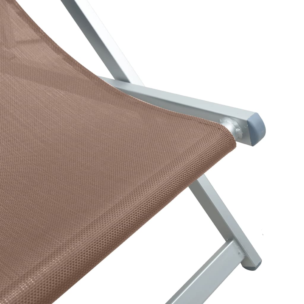 Chaises de plage pliantes lot de 2 marron aluminium textilène