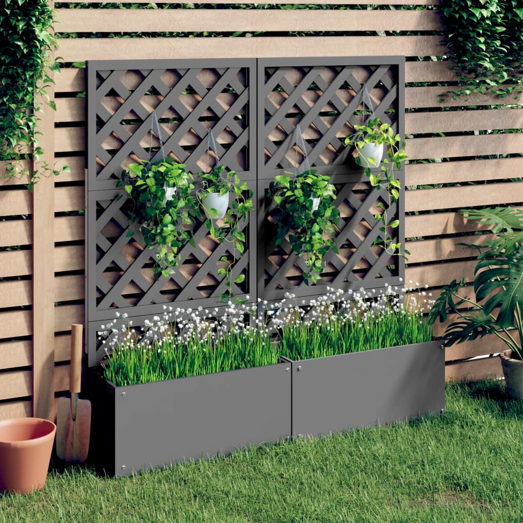 Jardinières en treillis 2 pcs Gris 65x33x135 cm WPC