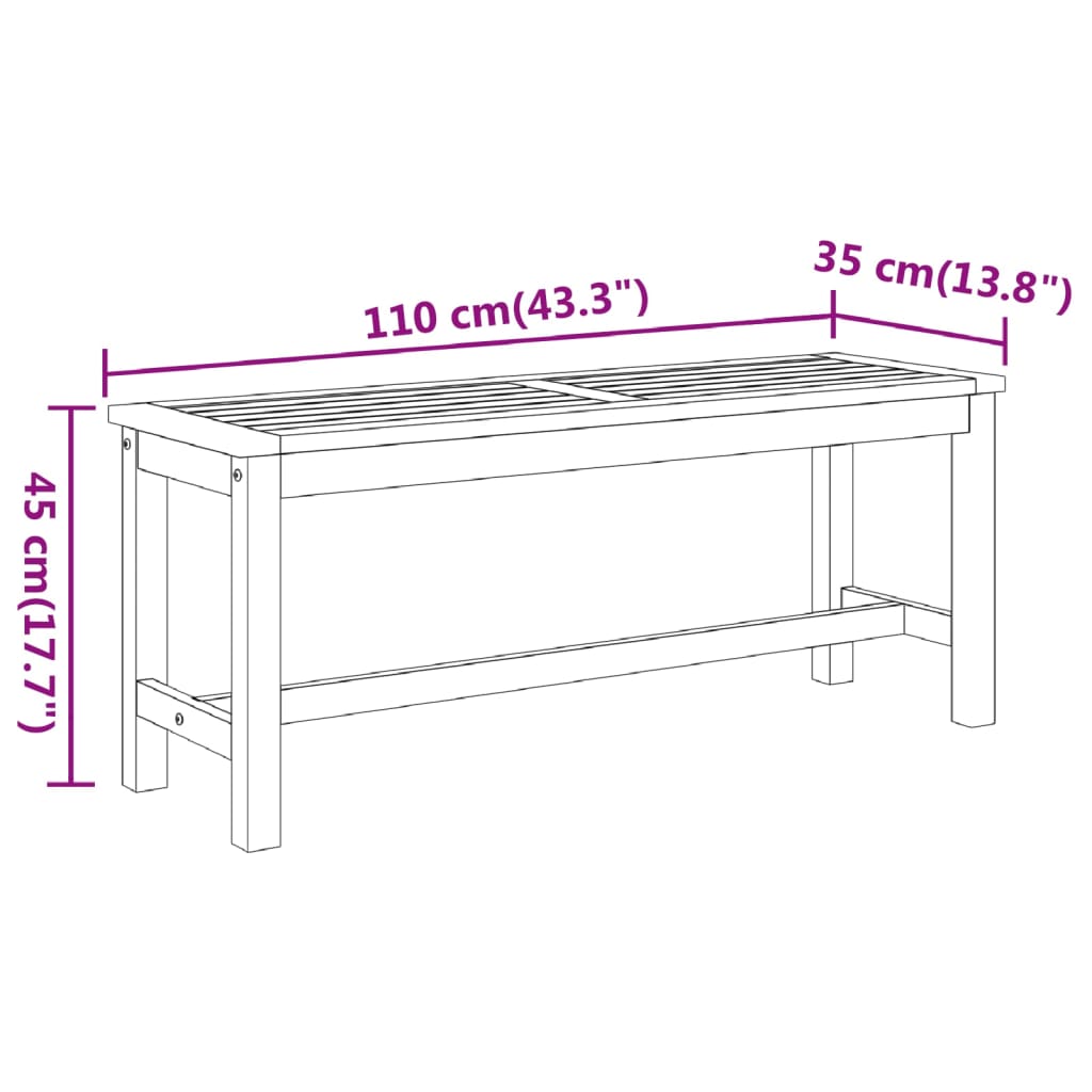 Gartenbank 110x35x45 cm aus massivem Akazienholz