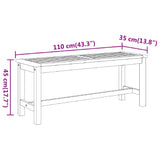 Banc de jardin 110x35x45 cm bois massif d'acacia