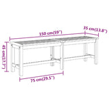 Banc de jardin 150x35x45 cm bois massif d'acacia