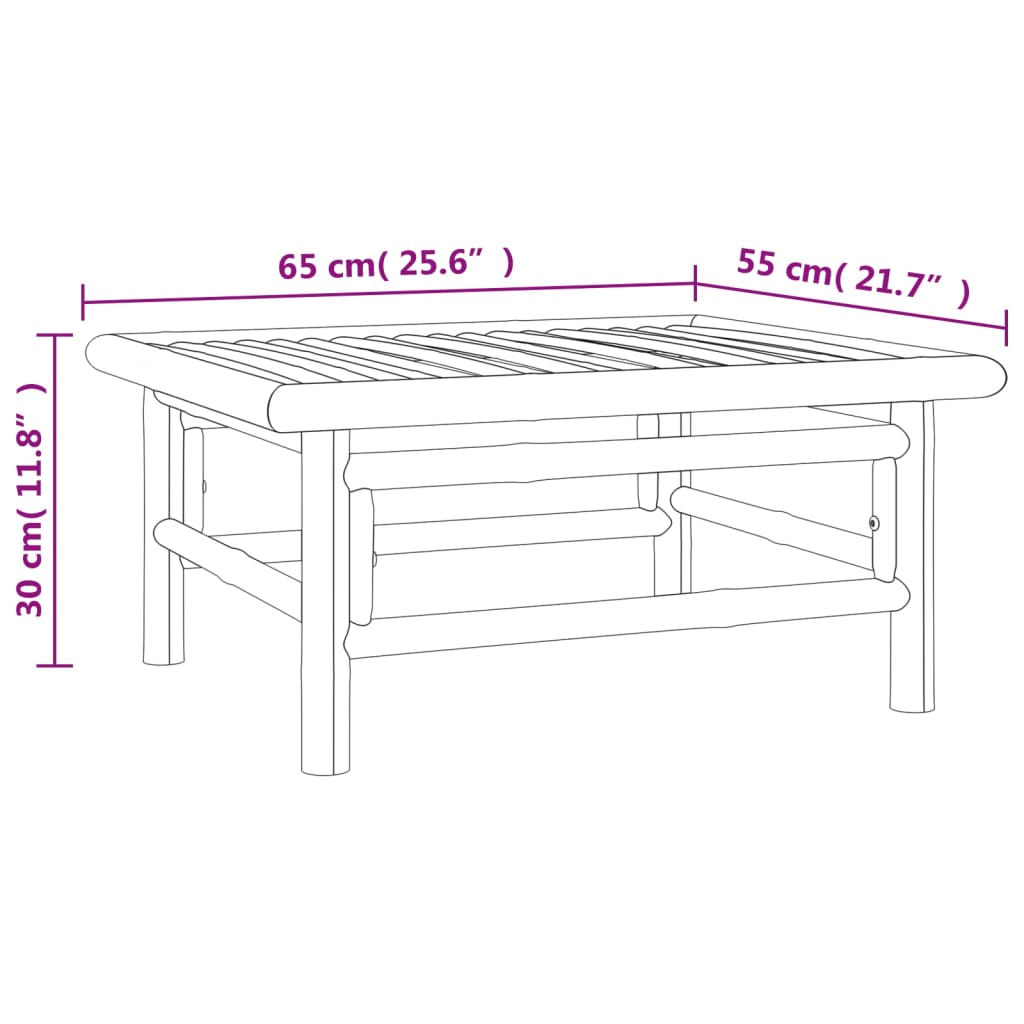 Table de jardin 65x55x30 cm bambou