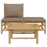 Salon de jardin 3 pcs avec coussins taupe bambou