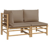 Salon de jardin 2 pcs avec coussins taupe bambou