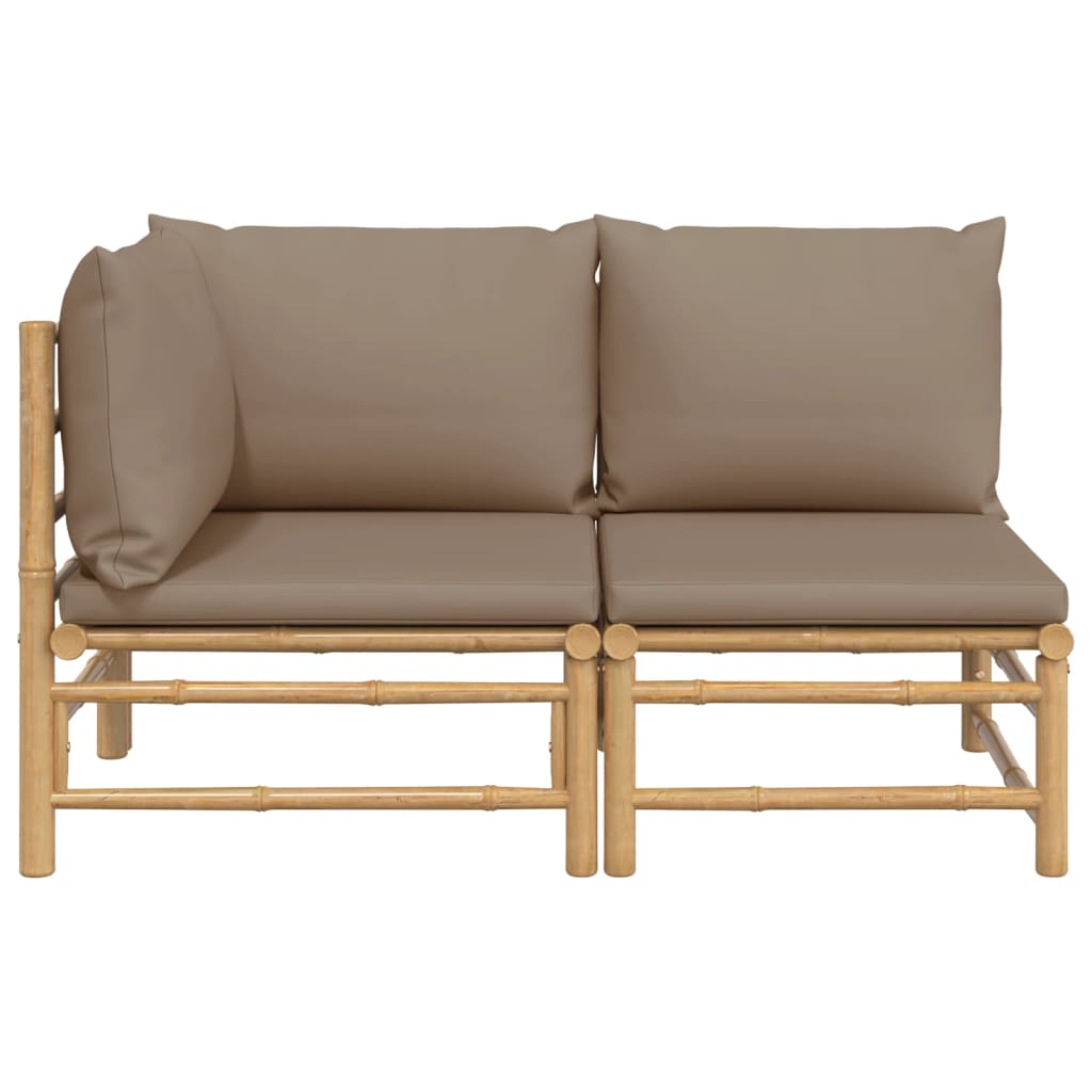 Salon de jardin 2 pcs avec coussins taupe bambou