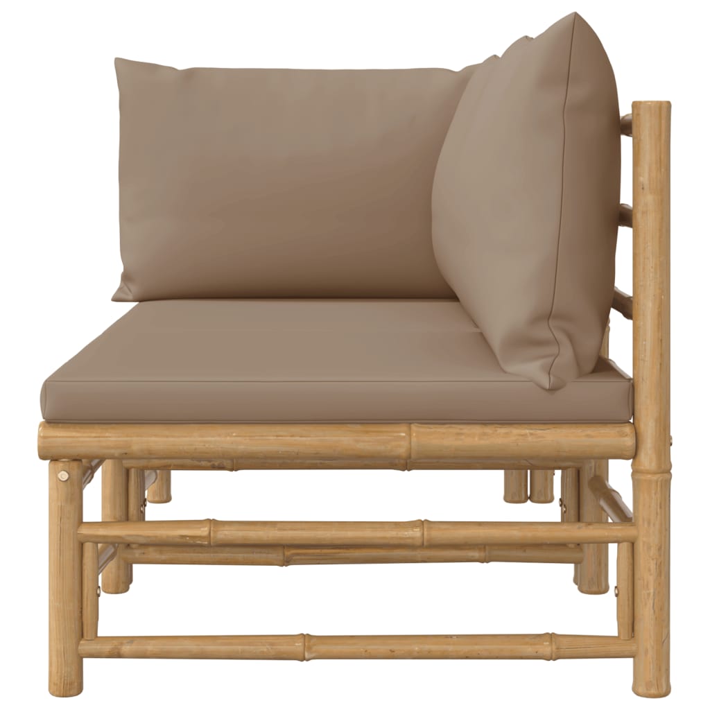 Salon de jardin 2 pcs avec coussins taupe bambou