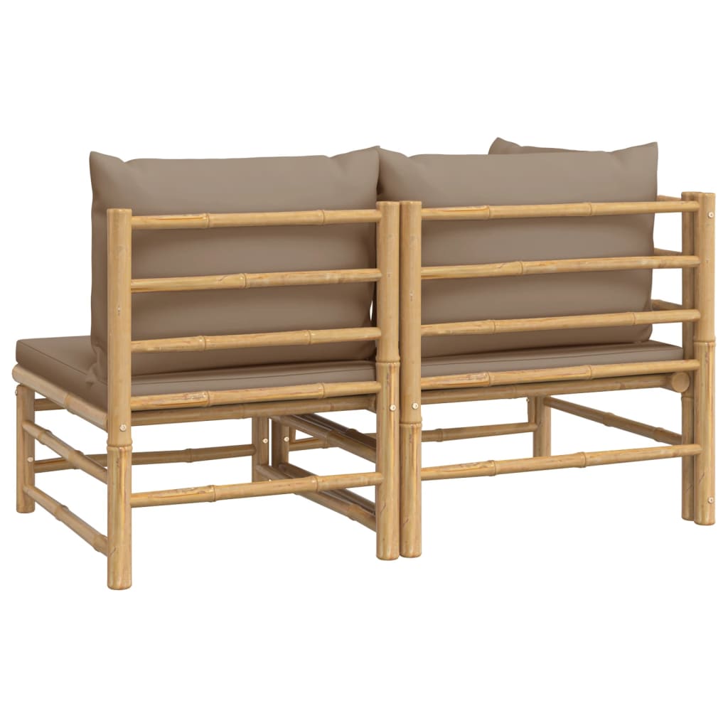 Salon de jardin 2 pcs avec coussins taupe bambou