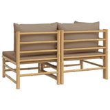 Salon de jardin 2 pcs avec coussins taupe bambou