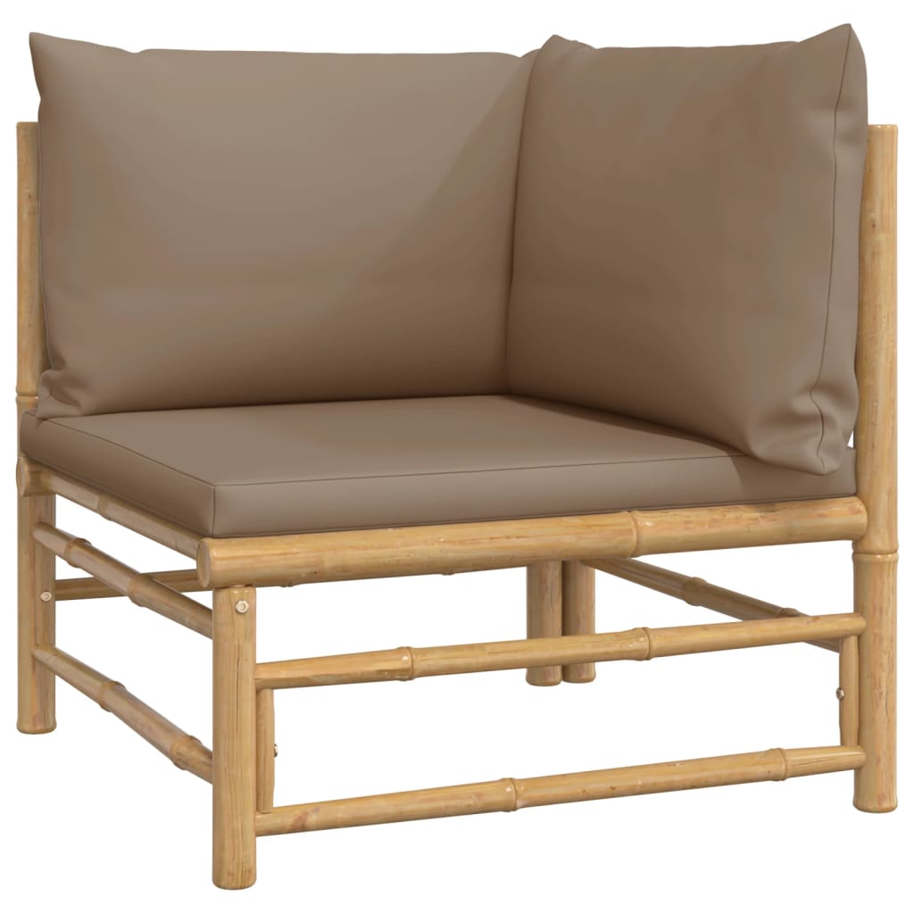 Salon de jardin 2 pcs avec coussins taupe bambou