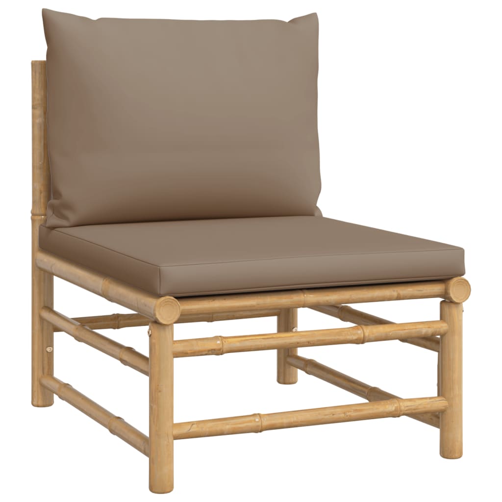 Salon de jardin 2 pcs avec coussins taupe bambou