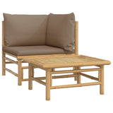 Salon de jardin 2 pcs avec coussins taupe bambou