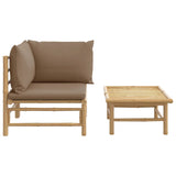 Salon de jardin 2 pcs avec coussins taupe bambou