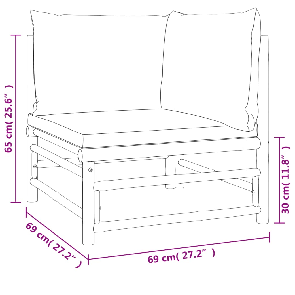 Garten-Ecksofa mit taupefarbenen Bambuskissen