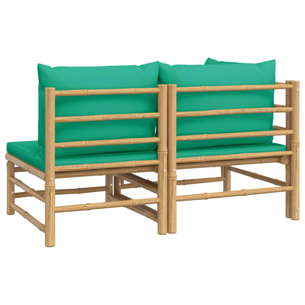 Salon de jardin 2 pcs avec coussins vert bambou