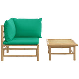 Salon de jardin 2 pcs avec coussins vert bambou