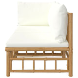 Salon de jardin 2 pcs avec coussins blanc crème bambou