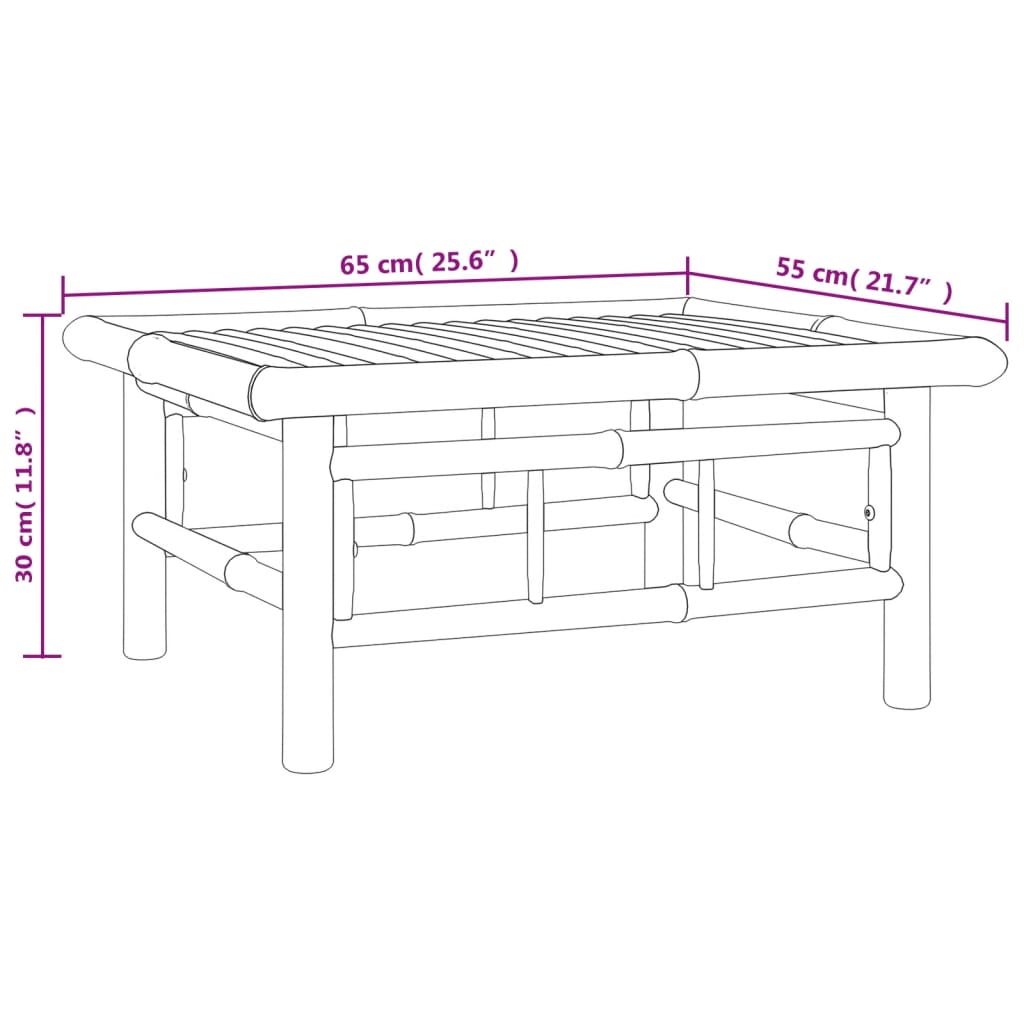 Salon de jardin 2 pcs avec coussins blanc crème bambou