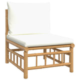 Central garden sofa with cream white bamboo cushions