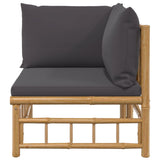 Garden corner sofa with dark grey bamboo cushions