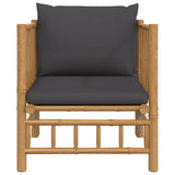 Garden sofa with dark grey bamboo cushions