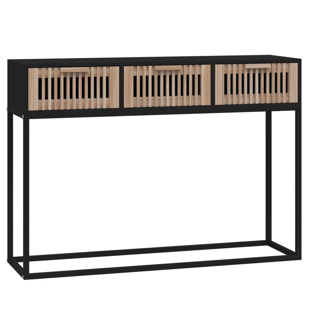 Black console table 105x30x75 cm engineered wood and iron