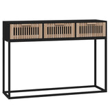 Black console table 105x30x75 cm engineered wood and iron