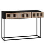 Black console table 105x30x75 cm engineered wood and iron