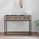 Black console table 105x30x75 cm engineered wood and iron