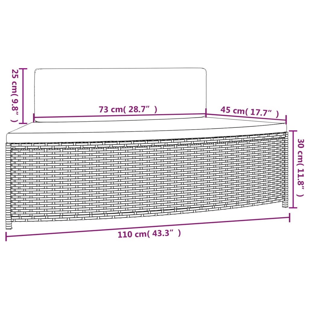 Bancs de spa avec coussins lot de 2 noir résine tressée