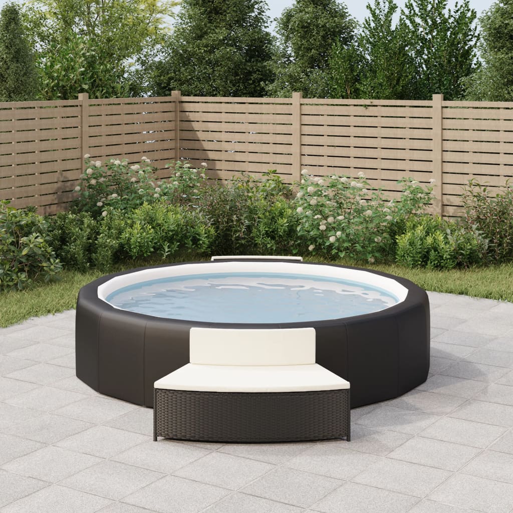 Bancs de spa avec coussins lot de 2 noir résine tressée