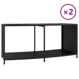 Étagères de rangement 2 pcs noir résine tressée