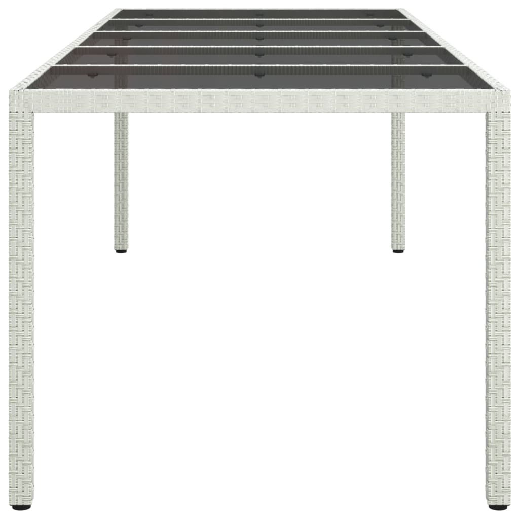 Table de jardin blanc 250x100x75 cm résine tressée verre trempé