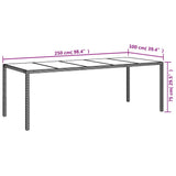 Table de jardin blanc 250x100x75 cm résine tressée verre trempé