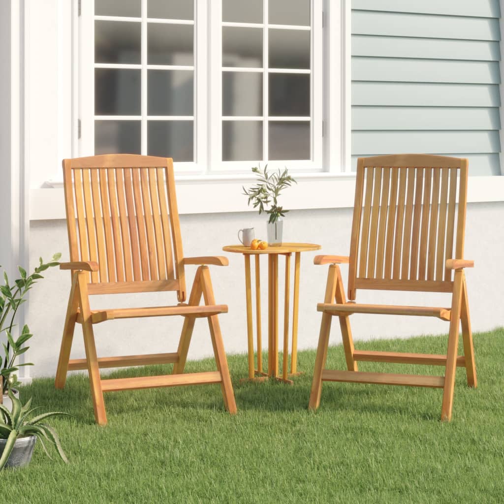 Chaises de jardin inclinables lot de 2 bois massif de teck