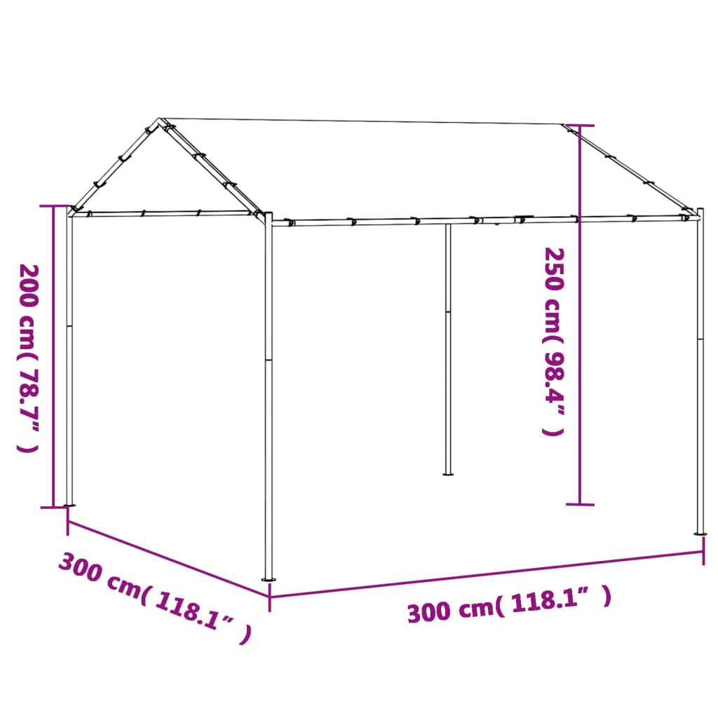 Tente à auvent anthracite 3x3 m acier et tissu