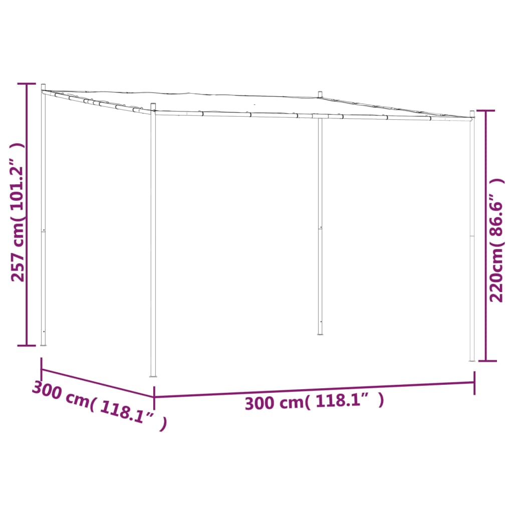 Belvédère blanc 3x3 m 180 g/m² tissu et acier