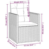 Fauteuil de jardin avec coussins Gris Résine tressée